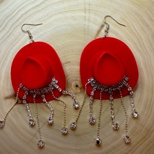 Rhinestone Cowboy hat earrings